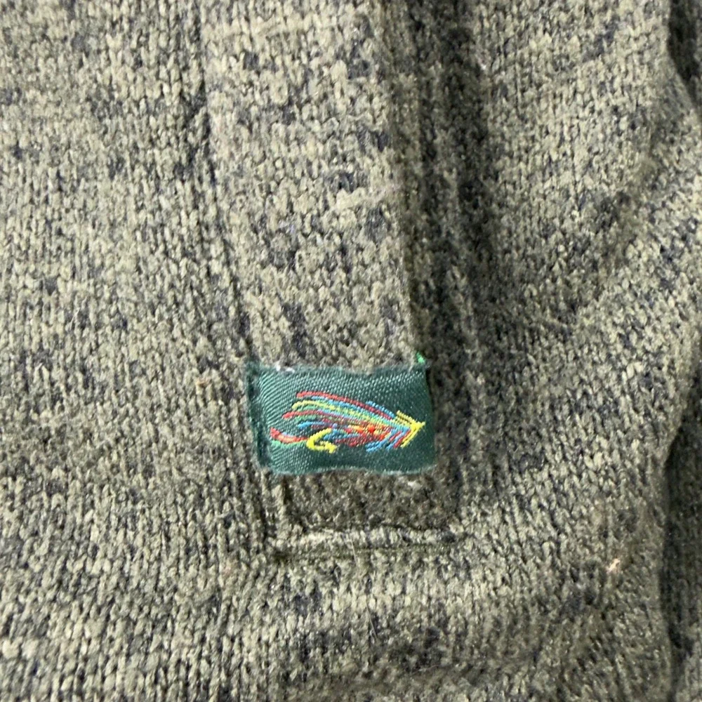 Orvis Quarter Zip Pullover Mens Size M Green Heathered Sherpa Lined Fleece Top